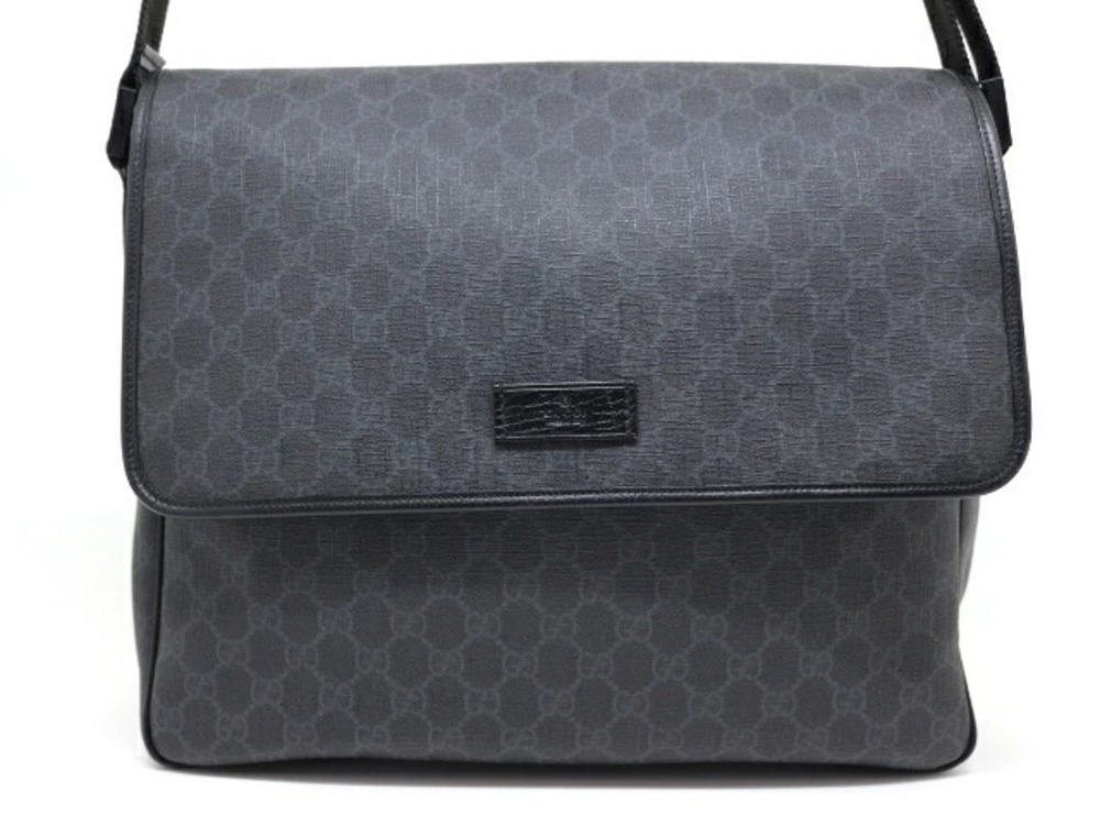Gucci Bag Shoulder GG Canvas Leather Black Gray